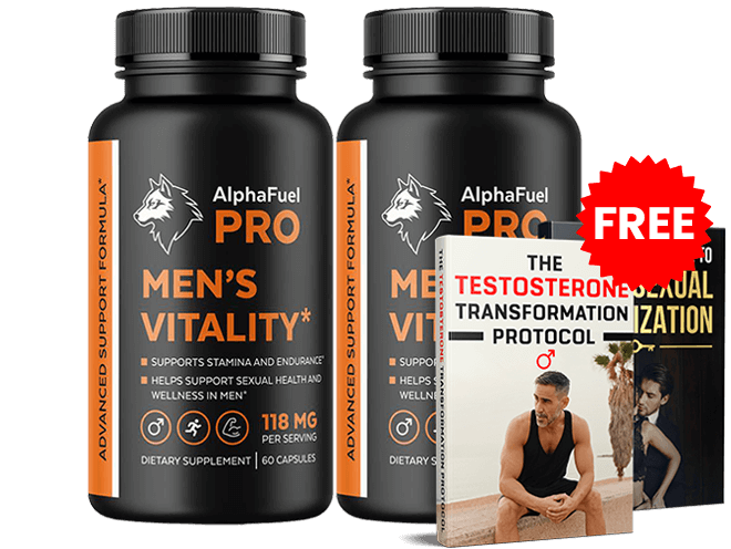 AlphaFuel Pro men's vitality supplement bottles